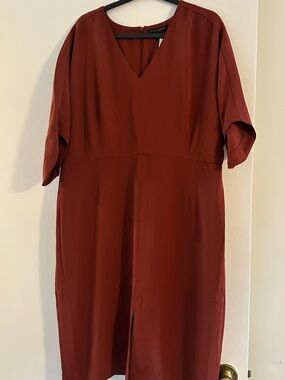 Banana Republic rust red V-neck dress